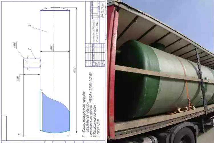 Пожарный резервуар для воды горизонтального формата